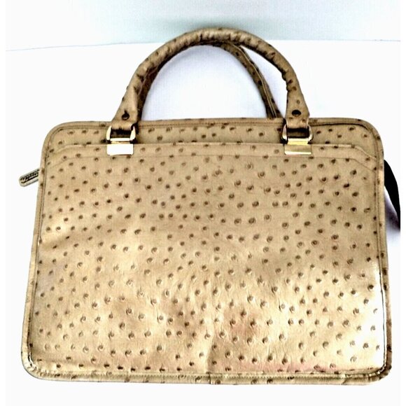 Original By Caprice Faux Ostrich Convertible Shoulder Bag Purse Beige 13 x 12 - Picture 4 of 12